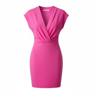 Mango Women's  Wrap Neckline Dress Size 12 New Pink Sleeveless